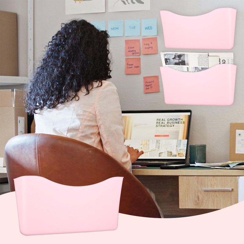 Newtay 2 Pack Pink Single Pocket File Holder Pocket Plastic