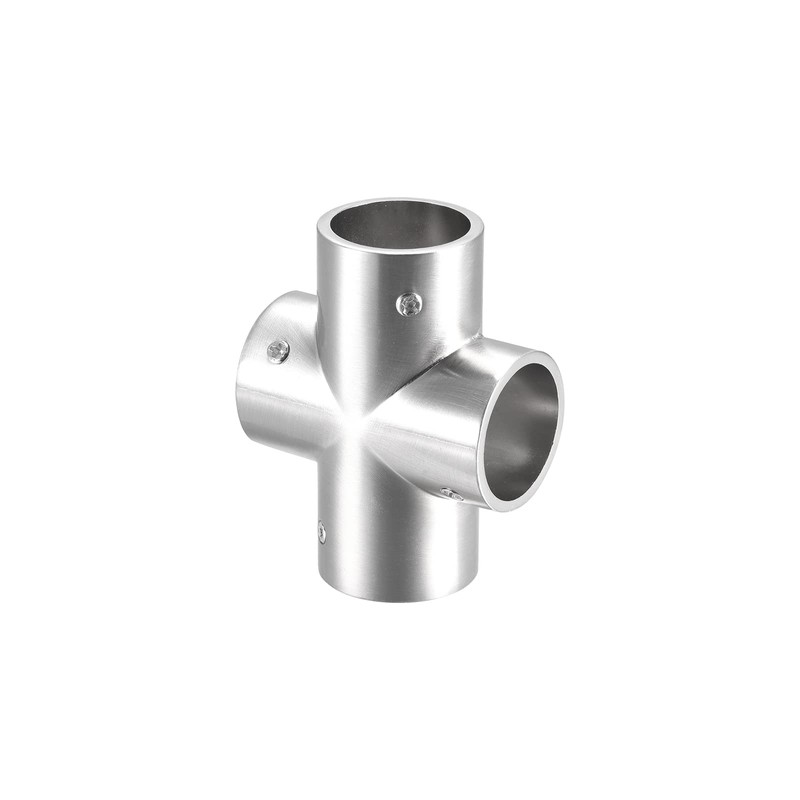 sourcing map Rail Cross Fitting 4-Way Zinc Alloy Pipe Connector