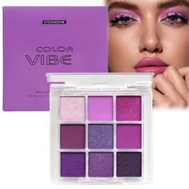 Matte Pearlescent Purple Eyeshadow Palette,9 Eye Shadow Shades Glitter Light Violet Makeup Set,Eye Shadow Pallets,Mixable Pressed Pigment Eyeshadow,Matte Glitter Eyeshadow Makeup with Long Lasting