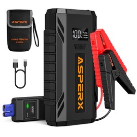 ASPERX Car Jump Starter, 2000A Peak Battery Jump Starter for Up to 7.0L Gas or 5.5L Diesel Engine, 12V Portable Battery Starter Power Pack with 1.4 INCH LCD Display
