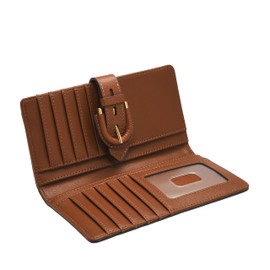 Fossil Women's Harwell Tab Bifold, Large Medium Brown