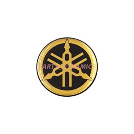 45mm Diameter YAMAHA Tuning Fork Decal Sticker Emblem Logo Black/Gold Raised Domed Gel Resin Self Adhesive Motorcycle/Jet Ski/ATV/Snowmobile