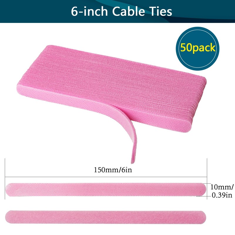 YOVXLO 50PCS 6 Inch Reusable Cable Ties, Adjustable Cable Ties,