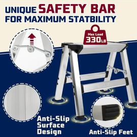 FOLDDEX Foldable Step Stool | Metal Folding Step Stool, 330 lbs | Ultralight Aluminum, Anti-Slip & Secure Lock Design, Small Step Stool for Adults, Kids, Senior | Home, Kitchen, Outdoor