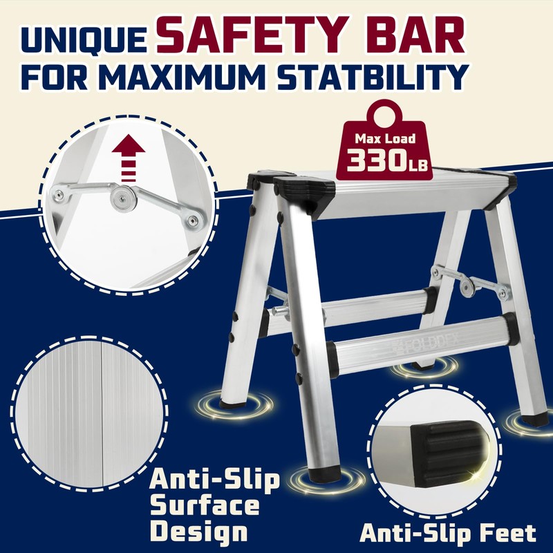 FOLDDEX Foldable Step Stool | Metal Folding Step Stool, 330
