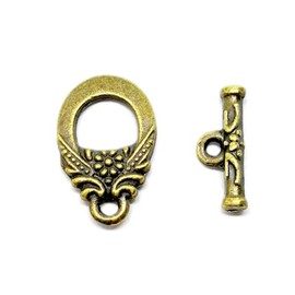 10 Sets of Antique Bronze Oriental Flower Toggle Clasps ~Jewelry Making~