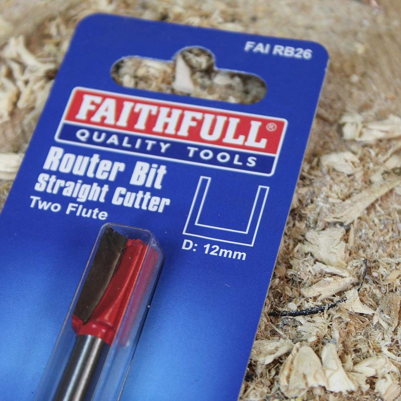 Faithfull FAIRB26 Router Bit TC Two Flute 1/4in 12mm,Red/Silver