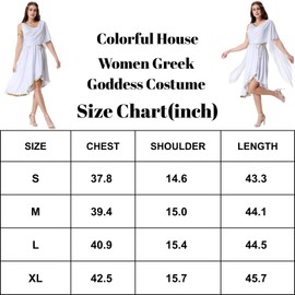 Colorful House White Goddess Dress Costume Wowen Ancient Greek Costume Adult Goddess Athena Costume(X-Large,Elegant White)