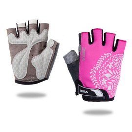 VEBE - Guantes de ciclismo para mujer, antideslizantes, a prueba de golpes, guantes cortos para montar al aire última intervensión, bicicleta de montaña, color rosa, XL)