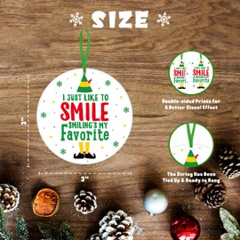 Buddy The Elf Christmas Decorations, Funny Christmas Tree Ornament, Elf Merchandise Gift, Holiday Party Supplies, White Elephant Gifts Stocking Stuffer - I Just Like to Smile Smiling's My Favorite