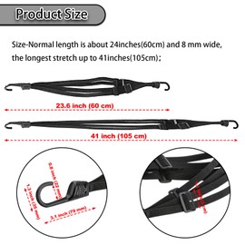 24inch Bungee Cord with Dual Hooks, 5Pcs High Elastic Bungee Cords Outdoor Four-Strand Split Tie Down Straps for Motorcycle Helmet,Bicycle，Luggage Rack Securing