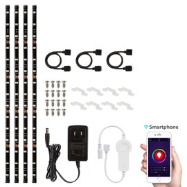 TORCHSTAR LED Smart TV Backlight Kit Multi-Color, Compatible with Alexa, App Control, 4pcs of Waterproof Strip Lights, Flexible Strips for Home Theater, Monitor, Screen