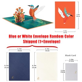 GREETING ART Hummingbird Pop Up Card,3D Greeting Card, Cards for Mom, Dad Wife Friends Colleague,Birthday Mothers Day Fathers Day Anniversary Thank You Greeting Card, All Occasions