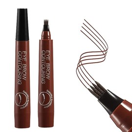 Eyebrow Pencil, Liquid Waterproof Eyebrow, Eyebrove Microbrading Pen, 4 Pieces Eyebrow 1 Picture Simulate Liquid Eyebrow with Clear Roots of Wild Eyebrow Color-03# Red Brown