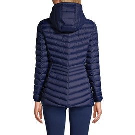 Lands' End Womens Packable Chevron Hooded Long Wanderweight Down Jacket Deep Sea Navy Regular Small