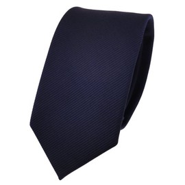 TigerTie - Slim Designer Tie in Plain Rips Patterned, Blue, dark blue, navy