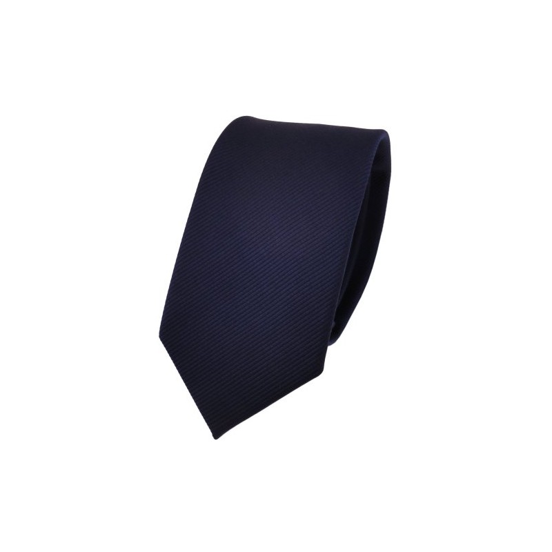 TigerTie - Slim Designer Tie in Plain Rips Patterned, Blue,
