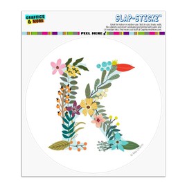 Letter K Floral Monogram Initial Automotive Car Window Locker Circle Bumper Sticker