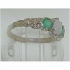 925 Sterling Silver Real Genuine Opal and Emerald Womens Band