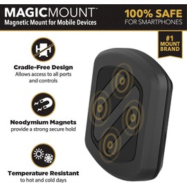 Scosche MAGCUP2M-SP1 Magnetic Cup Phone Holder Mount for Mobile Devices, Adjustable Universal Base for Most Vehicle Cupholder Sizes, Black