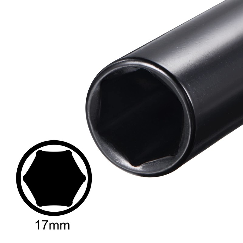 sourcing map 1/2" Drive by 17mm Deep Impact Socket, Heat-Treated
