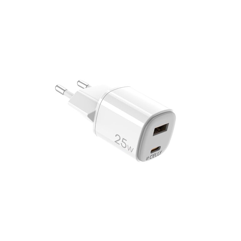 Celly UPTC1USB1USBC25 Wall Charger, White, Brand EAN: 8021735212157