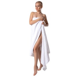 BAGNO MILANO 100% Turkish Cotton Jacquard Luxury Towel Set – Quick Dry Non-GMO Ultra-Soft, Plush and Absorbent Luxury Durable Turkish Towels Set (White, Bath Sheet)