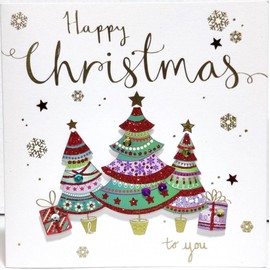 Talking Pictures - (Pack of 4) Luxurious Christmas Cards - Christmas Trees