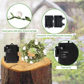 Vigdur 2Pack Ivy - Fairy String Lights with Green Leaf Garland with White Berry Battery Powered Light for Indoor Outdoor Christmas Party Wedding Holiday Décor, Total 15.2FT with 50LEDS