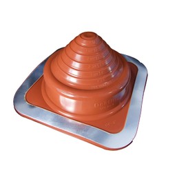 #3 (1/4" - 5") DEKTITE RED Square Base High Temp Silicone - Flexible Pipe Flashing Boot - Dektite Pipe Flashing (DFE203RE)