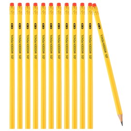 Wlleoaa 12pcs HB Pencils with Rubber, Yellow Wooden Pencil, Black Lead Bulk Pencils, Non-Slip Hexagon Kids Pencil for Kids Teacher Students School Writing, Graphiting, Back to School Supplies