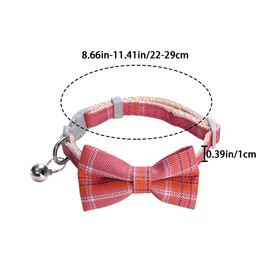 4 PCS Breakaway Cat Collars Cat Collar with Bells Adjustable Cotton Kitty Bowtie Collar Bowtie Plaid Cat Collar Cute Plaid Safety Kitty Collars Elegant Cat Collar Premium Collar for Girl and Boy Pets