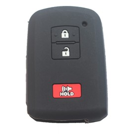 kcpros 2Pcs Rubber Silicone 3 Buttons Smart Key Fob Cover Case Protector Keyless with Keychain Compatible with Toyota 4Runner Highlander Cruiser Tacoma Tundra Sequoia 2019 2020 2021 2022 Black Pink