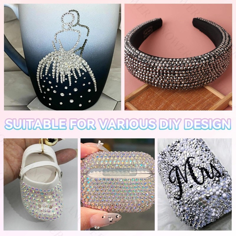 16000 Pcs Mixed White Silver Resin Flatback Rhinestones for Bedazzling