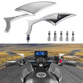 Nifeida Universal Motorcycle Spear Blade Rearview Mirrors fit for Harley Cruiser Chopper Sportbike Street Bike Scooter Dirt Bike, Pair (Chrome)
