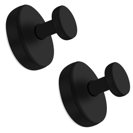 Suction Cup Hooks for Shower, Removable Vacuum Shower Hooks, Heavy Duty Towel Hooks for Bathrooms Kitchen Wall, Glass, Door, No Drill Loofah Bath Towel Hooks for Hanging - 2 Pack, Black