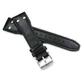 Sulla Pilot IW Men's Leather Watch Strap 22 mm Black, M