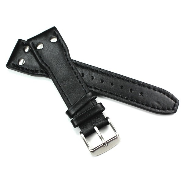 Sulla Pilot IW Men's Leather Watch Strap 22 mm Black,