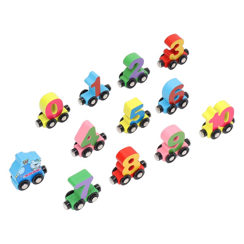 12pcs Wooden Magnetic Digital Train Cute Fun Early Education Trackless