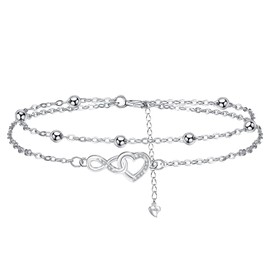 Micory Women's Bracelet 925 Sterling Silver with Heart Zirconia Bracelets Women's Adjustable Bracelet Valentine's Day Mother's Day Birthday Christmas Gift for Her Women Girlfriend, Silver, Cubic