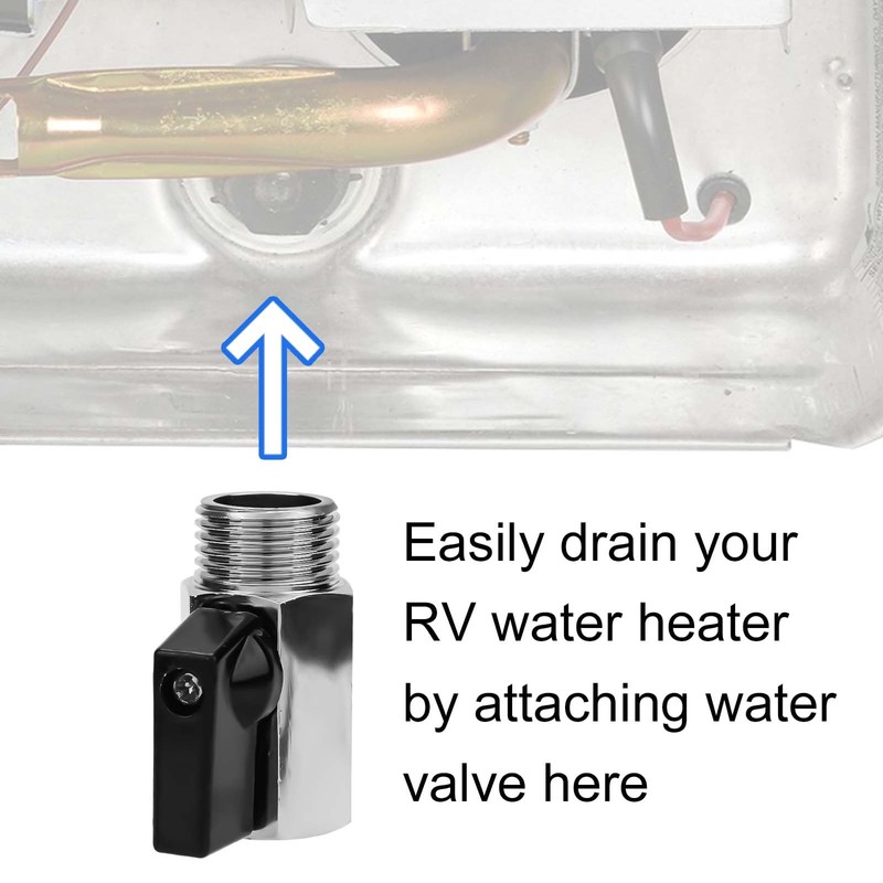 RV Hot Water Heater Replacement Drain Valve, Brass 1/2" RV