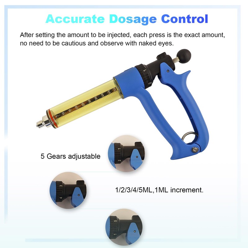 RANCH CHOICE 50ML Semi Automatic Livestock Syringe, Adjustable Continuous Repeating