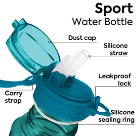 OLDLEY 450ml/15oz Kids Water Bottle with Straw Childrens Boys Girls Toddler Durable Leakproof Drink Bottles with Times Markings for School Travel Sports BPA Free