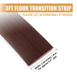 Floor Transition Strip, 3.3 Ft Self Adhesive Vinyl Flooring Transition Strips Wood to Tile Floor Divider Strip for Joining Floor Gaps Tiles Carpet Threshold Transition (1.58in W, Coffee)