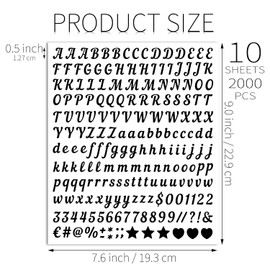 10 Sheets Small Letter Stickers - 0.5 Inch Handwritten Black Vinyl Self Adhesive Alphabet Number Stickers Stick on Letters for Arts Crafts Outdoor Sign Wall Mailbox Windows Doors Car Poster Board