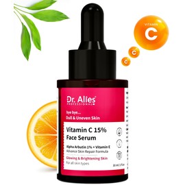 Dr. Alies - Professional 15% Vitamin C Face Serum With Power of 1% Alpha Arbutin, Vita-E, Ferulic Acid | Advance Skin Brightening Formula for Glowing Skin | Uneven Skin Tone | Non Irritating | 30 ml