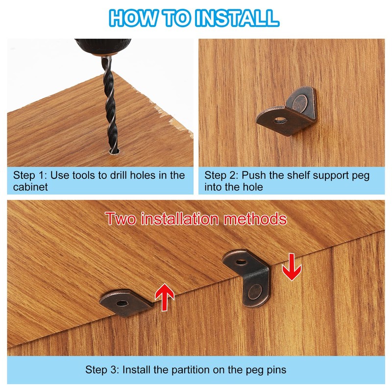 PATIKIL Shelf Pegs Pins 1/5 Inch, 40 Pack L-Shaped Shelf