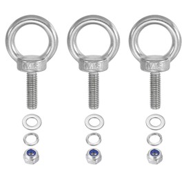 PATIKIL M6 x 20mm Lifting Shoulder Eye Bolts Set of 3 with 304 Stainless Steel Lifting Rings Screw Eye Bolts with Nuts and Washers for Hanging Hammocks and Articles