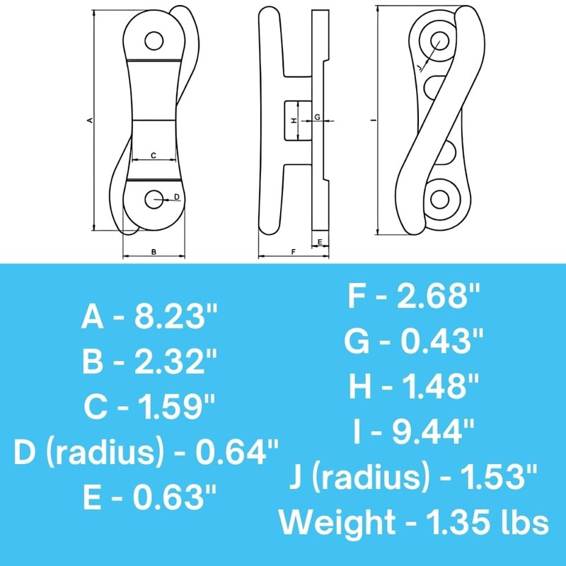 Smart Choice Marine Cast Aluminum S Dock Cleat (10", 2-Pack)