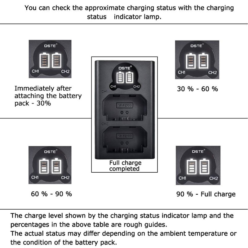 DSTE NP-FZ100 Battery Charger, Dual LCD Charger Compatible with Sony